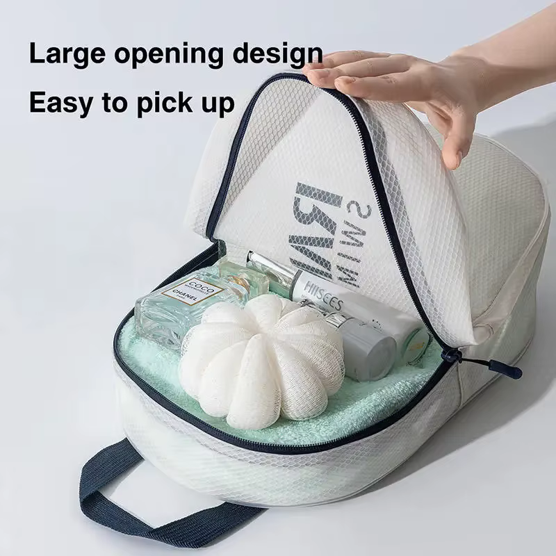 Sac de sport étanche transparent grande capacité avec fermeture éclair pour séparation sec/humide