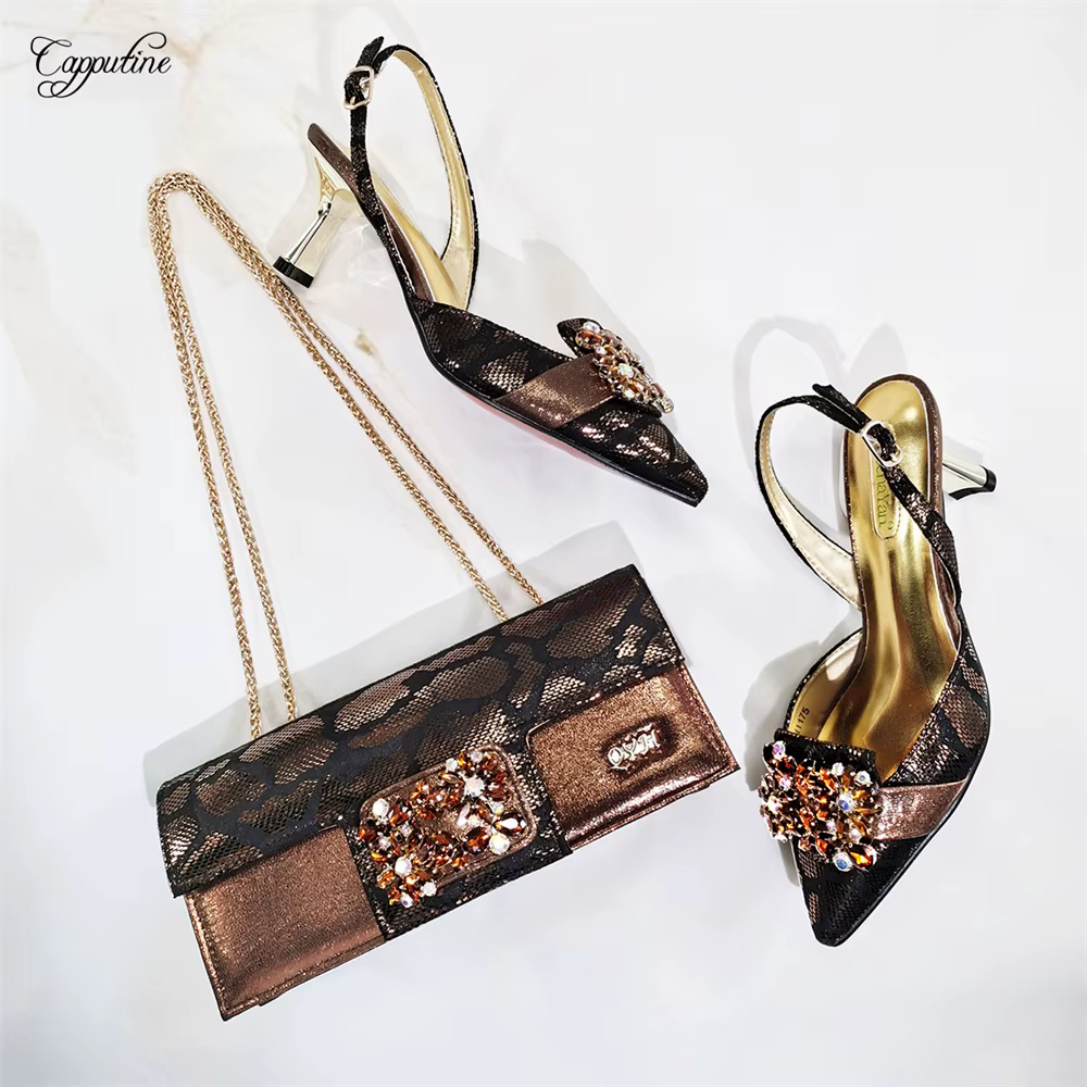 Rose femmes chaussures et Sac ensemble mode dame africaine pompes Match avec sac à main pochette talons hauts Sandales