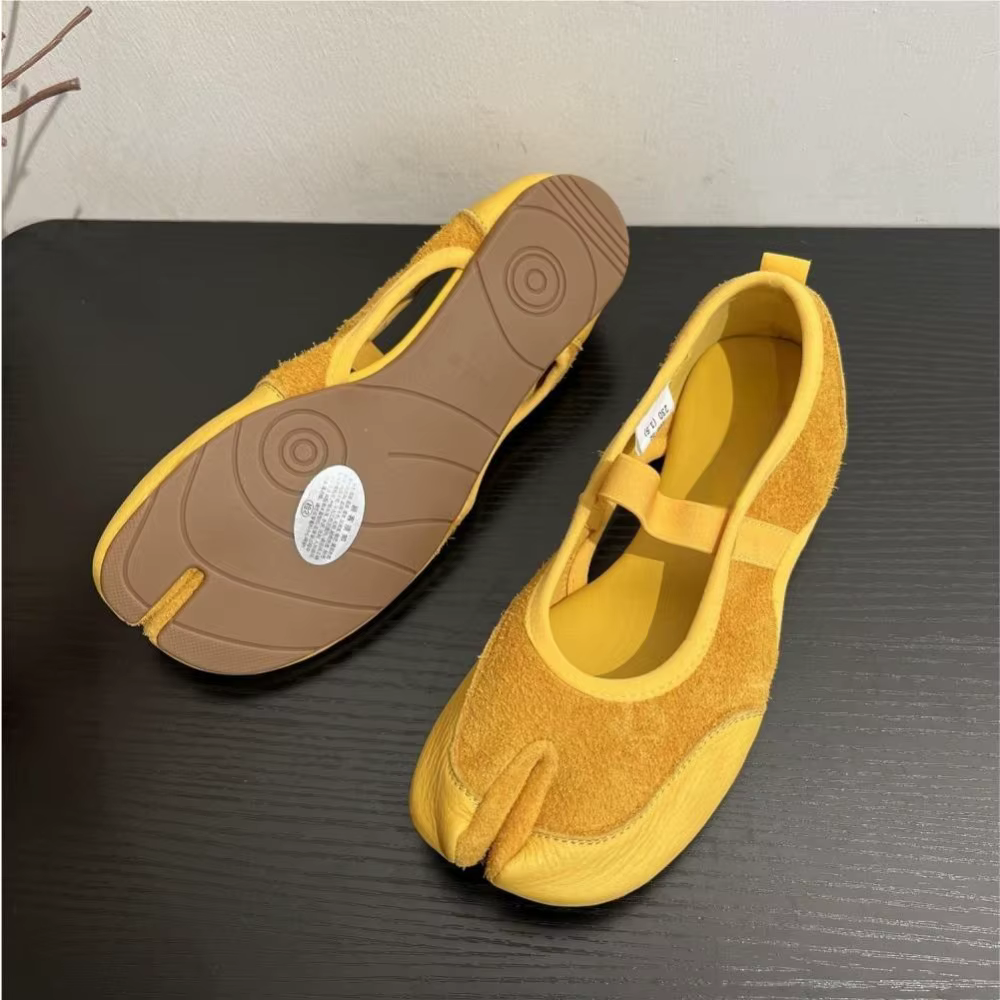Femmes sandales bout fendu Ballet chaussures de danse femme été Tabi creux appartements mocassins Zapatos Mujer daim peu profond marche Sneaker