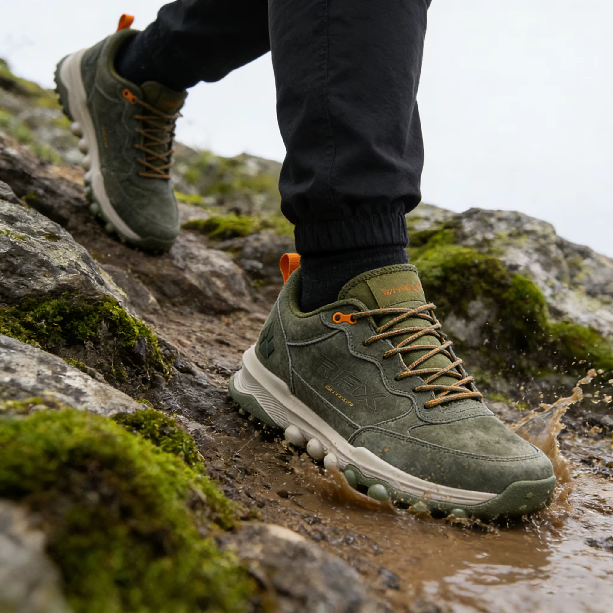 Chaussures de randonnée antidérapantes vert armée pour hommes