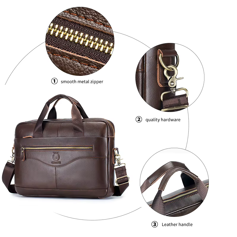 Porte-documents de luxe en cuir véritable pour homme