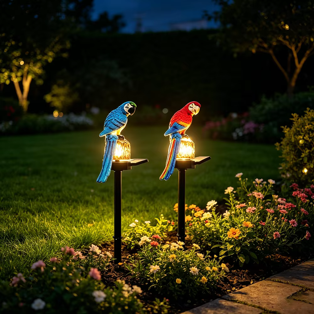 1 lampe solaire en forme de perroquet, à poser au sol, pour jardin, cour, allée extérieure, balcon, terrasse, décoration de pelouse