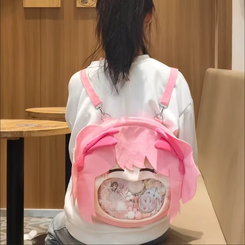Mahou Shoujo Madoka Magica peluche Itabag sac à dos Anime Transparent grande bouche sac Kawaii sac à bandoulière Cosplay Badge cadeau de vacances
