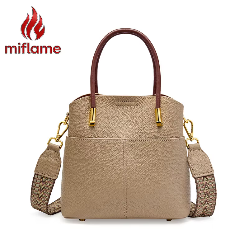 Sac seau en cuir véritable pour femme avec poignée supérieure et bandoulière amovible, sans logo, minimaliste, luxe discret