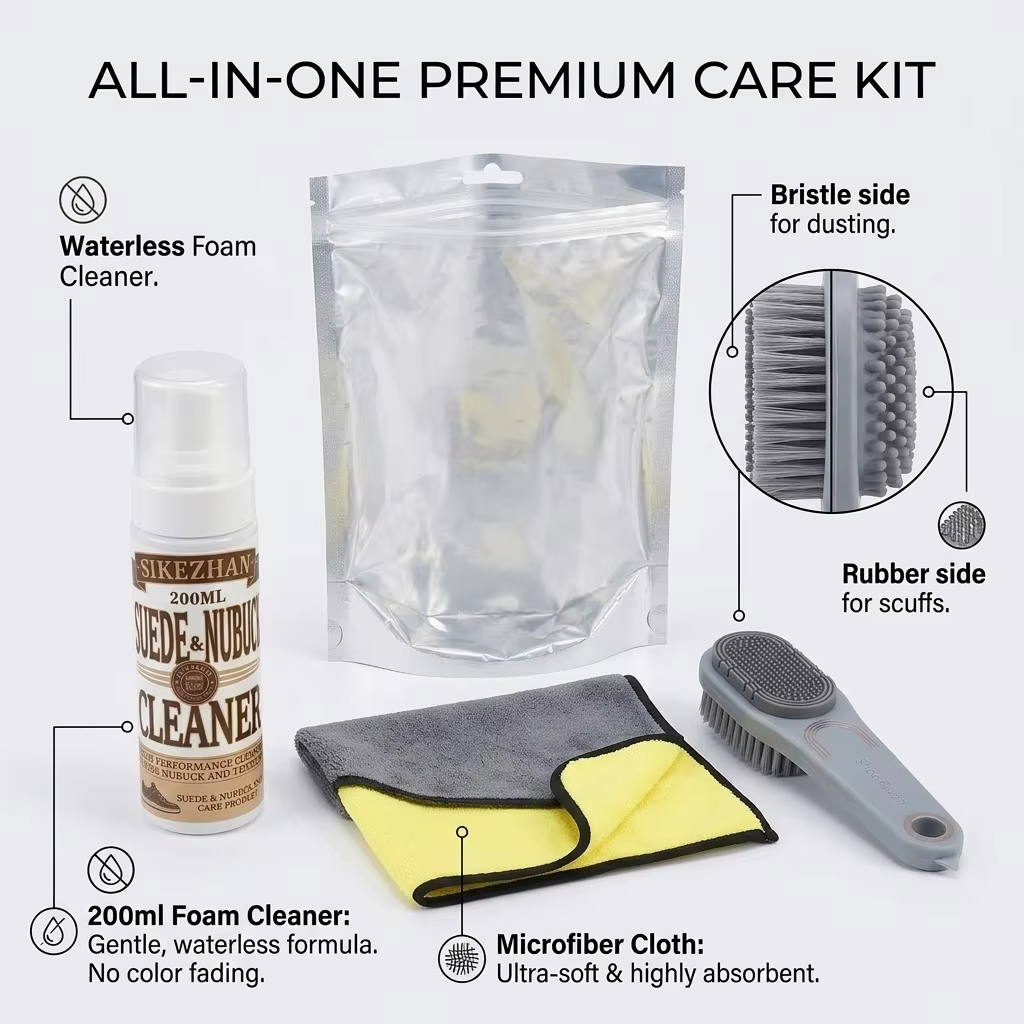 Kit de Nettoyage Premium pour Cuir et Nubuck – Mousse Nettoyante Sans Eau