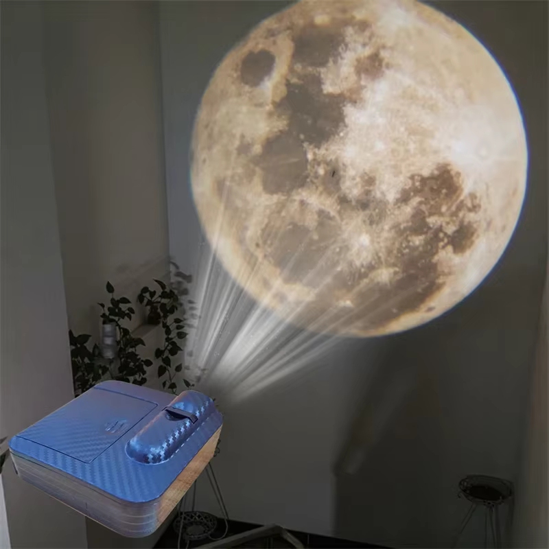 Projecteur Galaxie Plafond Lune Terre, Lampe d'Ambiance Ciel Étoilé, Veilleuse Romantique pour Décoration de Chambre