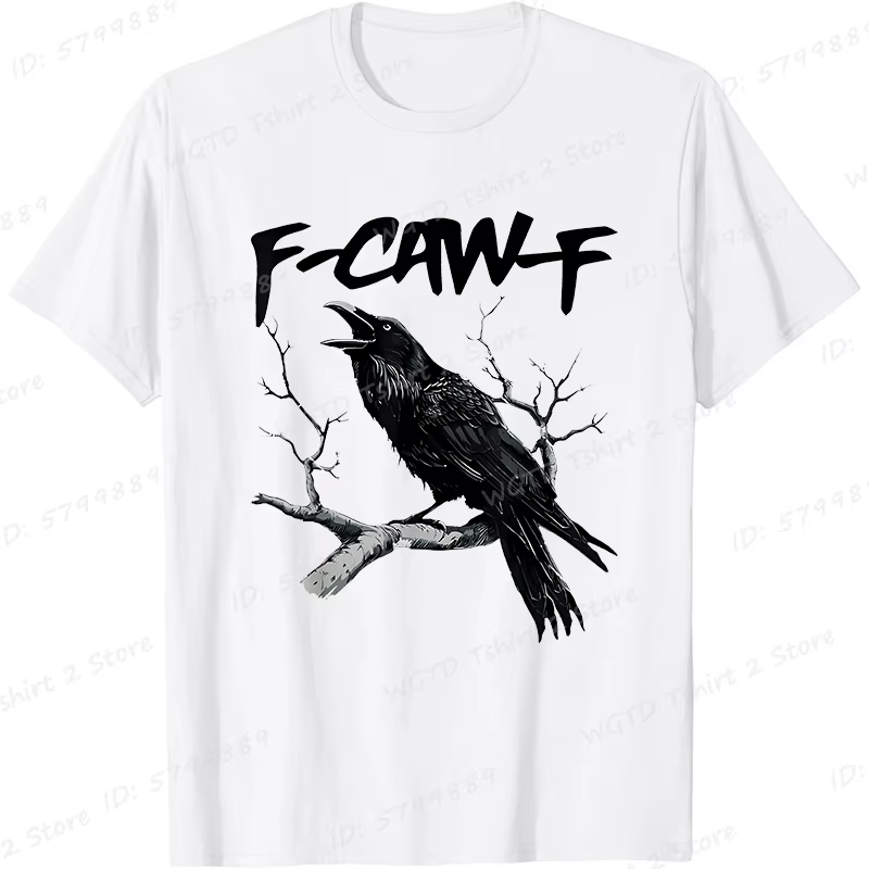 Corbeau noir, F-Caw-F drôle oiseau noir lune gothique adulte Humor T-Shirt drôle graphique t-shirts femmes hommes à manches courtes haut