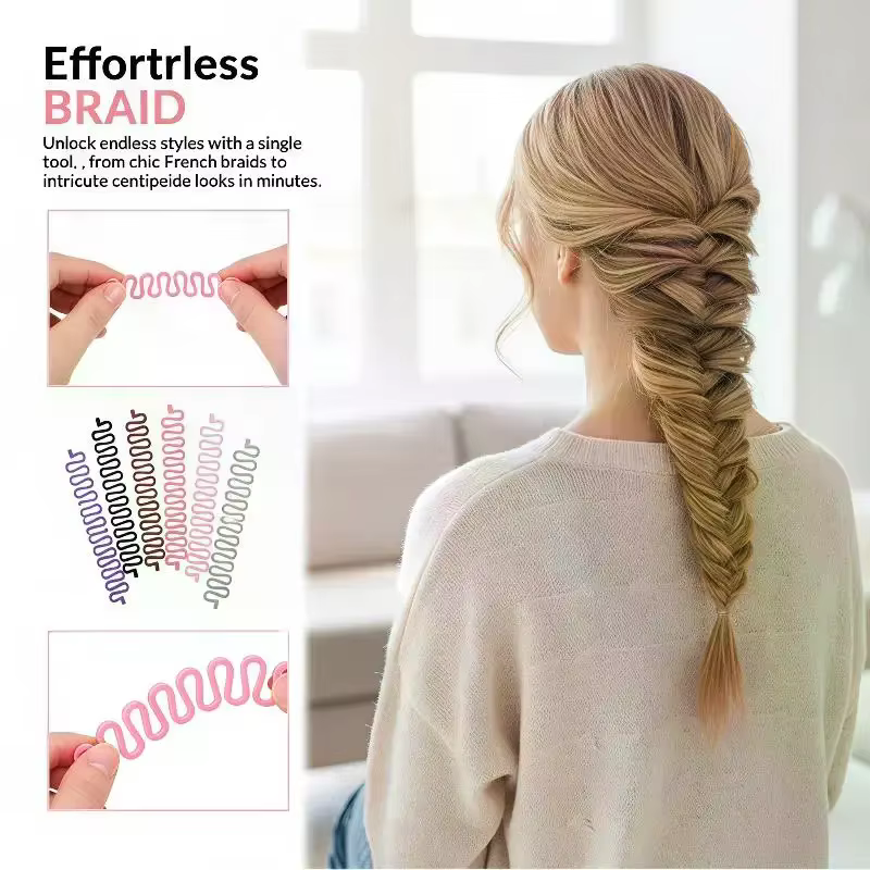 Accessoire de coiffure magique : Outil de tressage en forme d'arête de poisson pour des queues de cheval élégantes – Idéal pour les passionnés de beauté