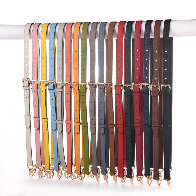 Cuir de veau grainé réglable sac sangle épaule ceinture de transport pour femmes sac à main dame Pochette sac à main Duffle 4 tailles pince dorée