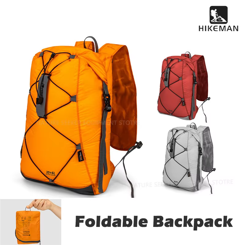 HIKEMAN 20 + 6L sac à dos pliable ultraléger sac étanche pour voyage randonnée en plein air taille de poche