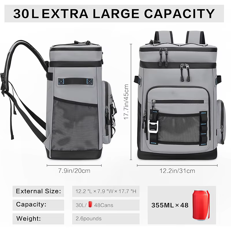 30L sac à dos isolé Camping pêche Pack garder les aliments chaud froid déjeuner sac à dos étanche en plein air voyage plage pique-nique sac thermique