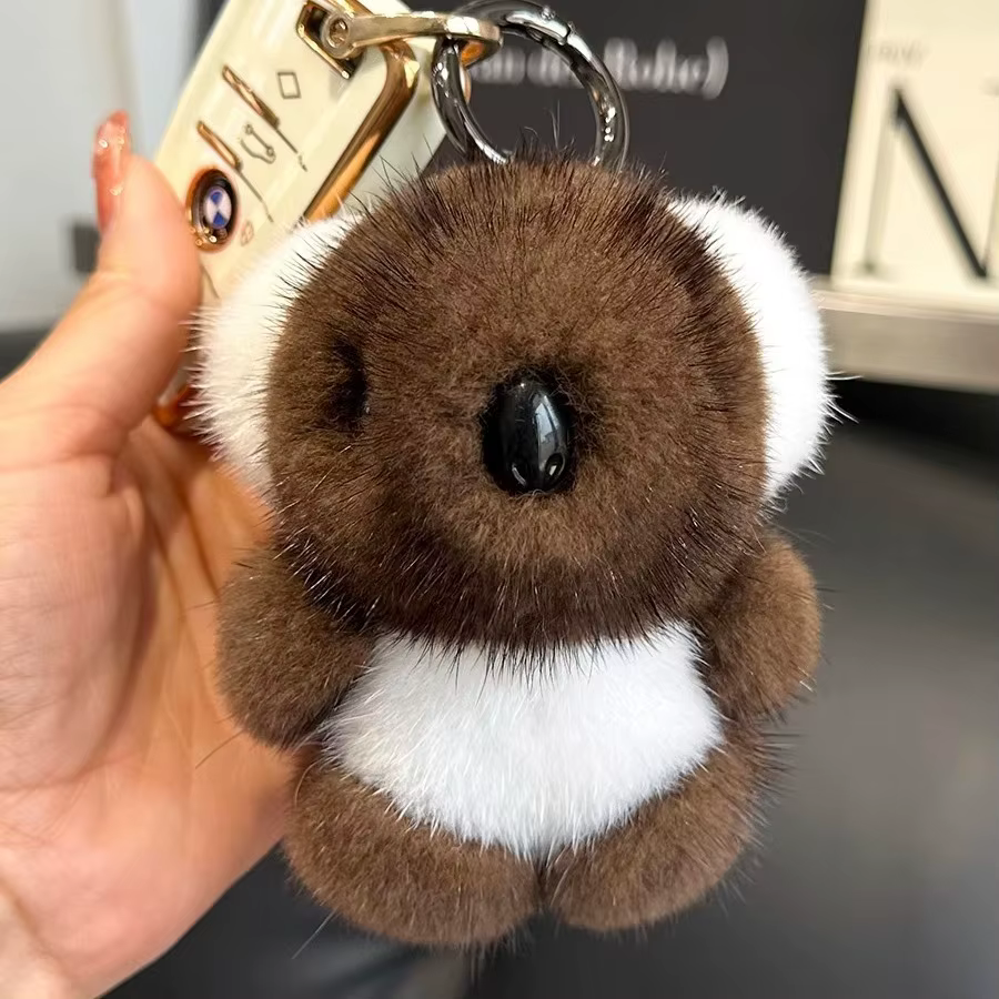 Koala – porte-clés en fourrure de vison véritable en forme d'animal