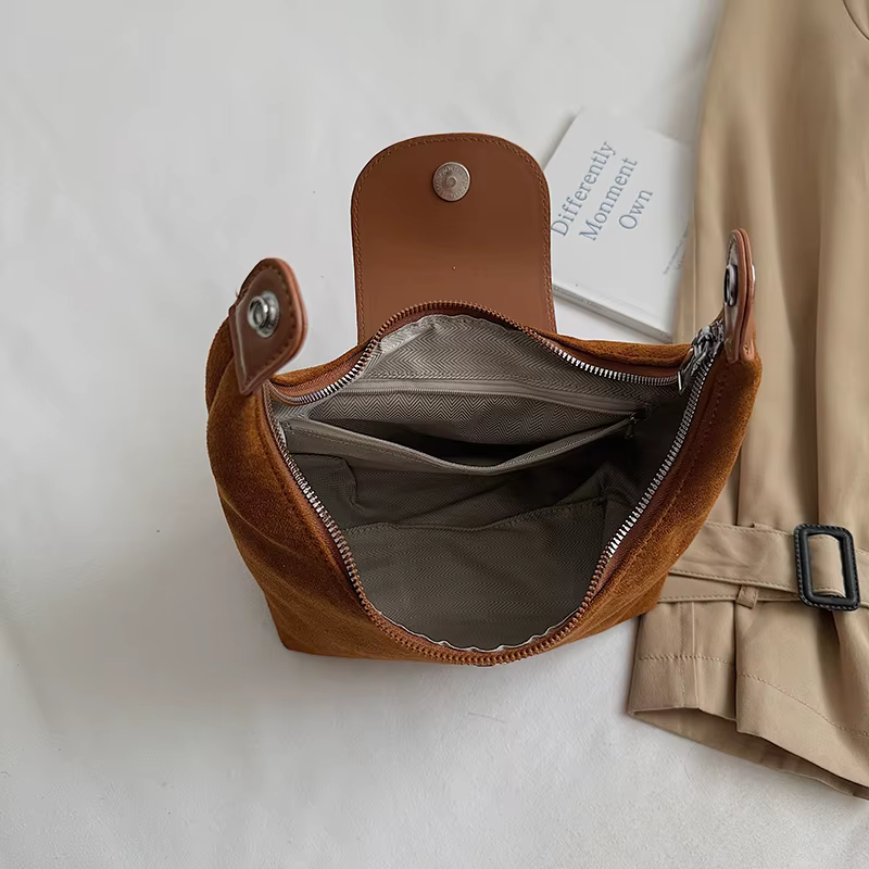 Sac à bandoulière en cuir suédé pour femmes, sac à main café marron, pochette tendance 2025, sac Hobos de luxe pour dames