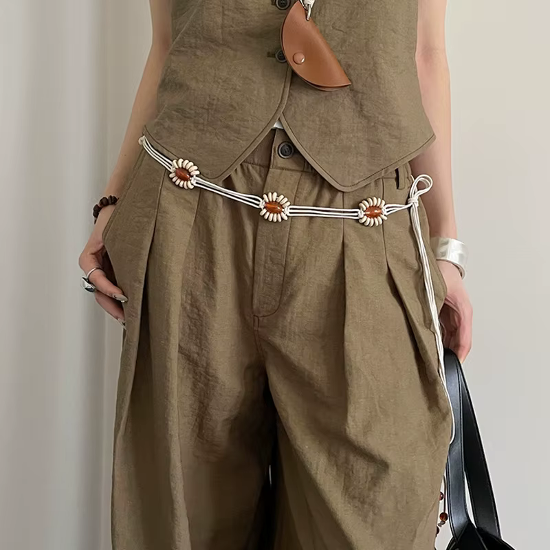 Ceinture de taille en perles de fleurs de Style bohémien pour femmes, jupe polyvalente haut de gamme et chaîne de taille en jean pour accessoire de ceinture d'été