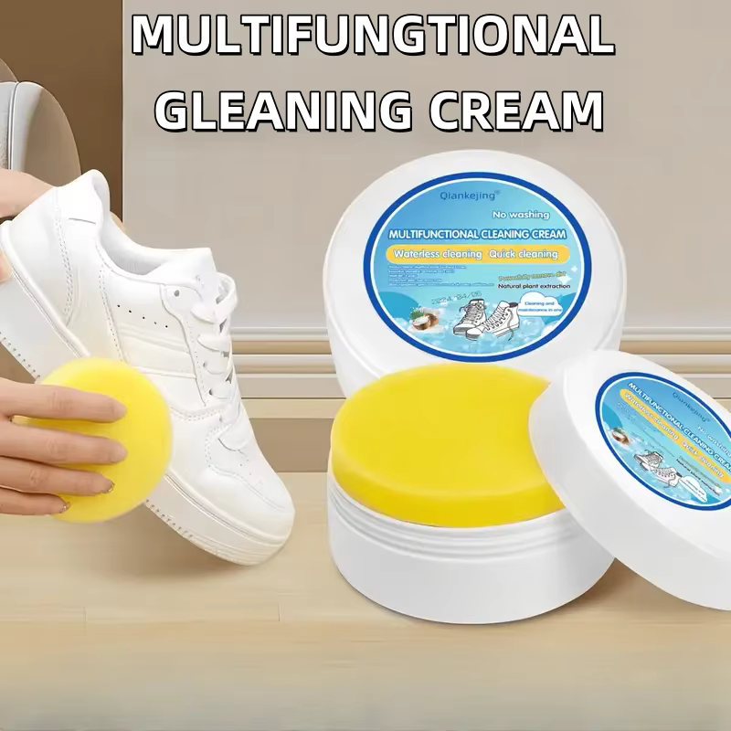 Pâte nettoyante pour chaussures blanche – Blanchiment et détachant polyvalent pour simili cuir, chaussures, sacs et intérieur de voiture