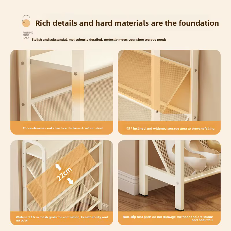 Étagère à chaussures en acier, porte de ménage, rangement simple, gain de place, armoire à chaussures étroite multicouche en métal