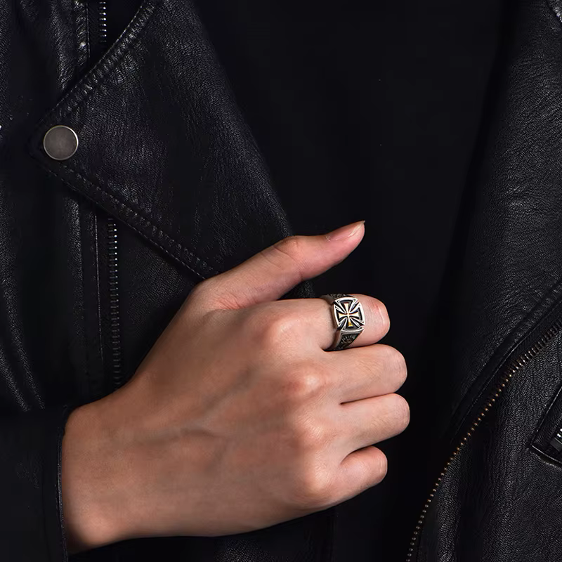 Bague rétro Croix de Guerre pour hommes, accessoires croisés, couleur argent, Punk gothique, anneau ouvert réglable Rock, bijoux unisexes faits à la main