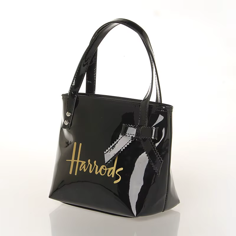 Sac fourre-tout noir avec nœud, sac à main, sac de bureau, sac de transport, sac en PVC transparent, sac de rangement minimaliste