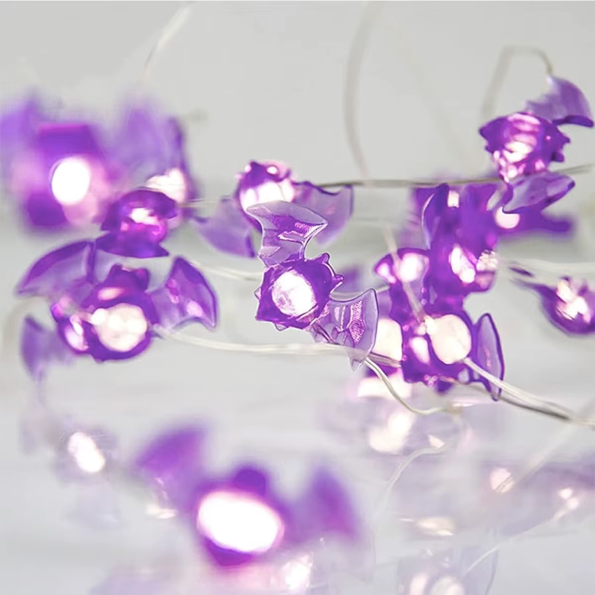 1pc 20/30 LED Halloween chauve-souris fil de cuivre chaîne lumière alimenté par batterie violet
