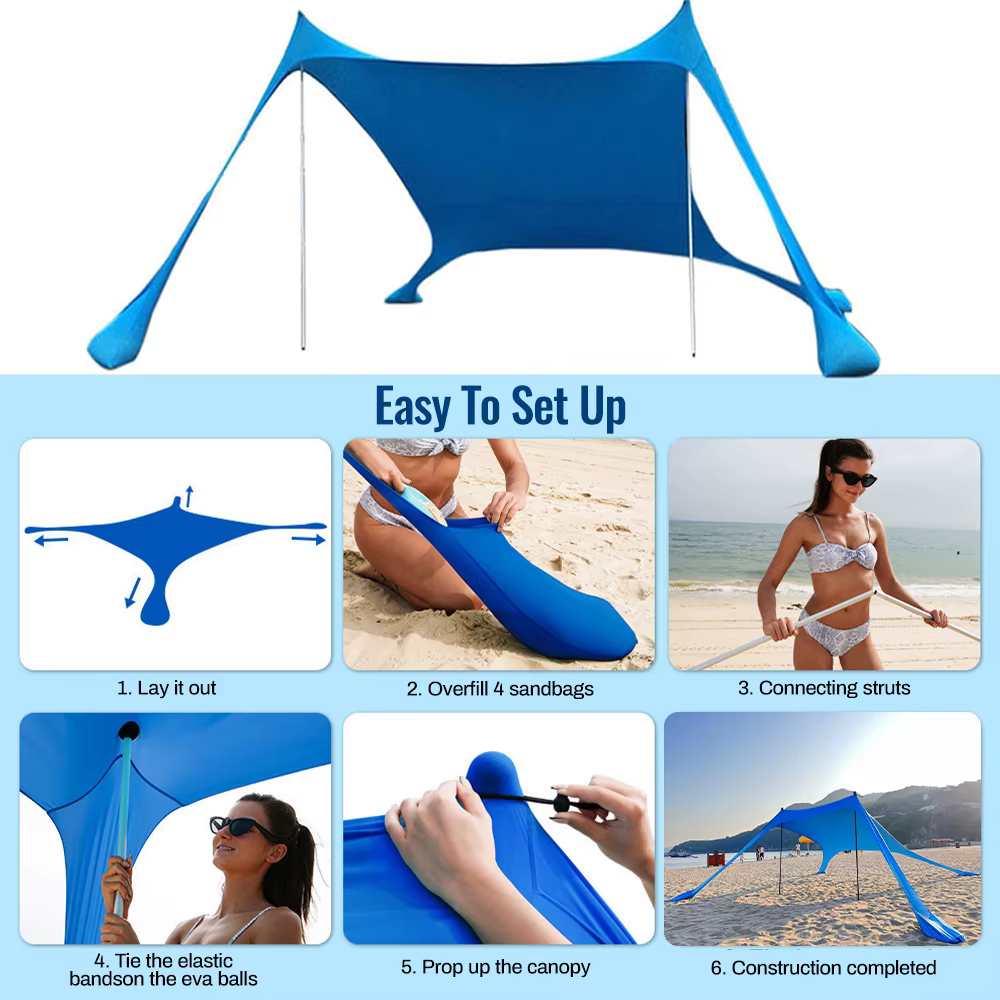 Vente chaude Portable Lycra plage auvent tente Protection UV parasol installation facile abri extérieur pour Camping