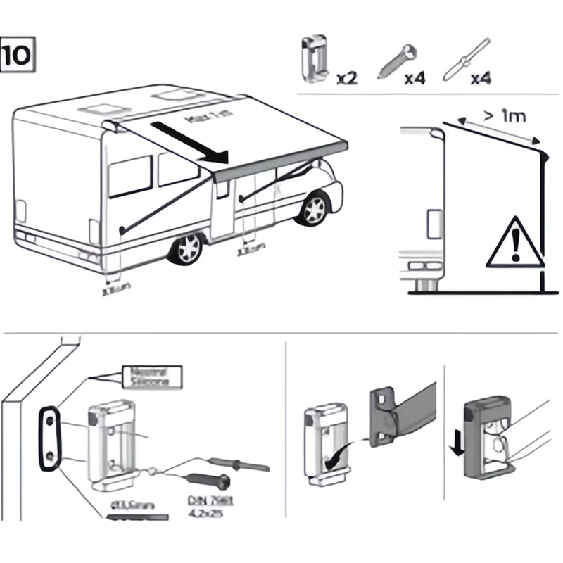 Support mural pour auvent Thule Omnistor, compatible avec les pieds verticaux des auvents rétractables, accessoire de montage pour auvent de camping-car, caravane