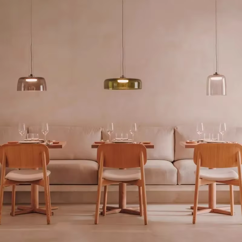 Vintage abat-jour en verre suspension lampe Orange Simple salon salle à manger lustre LED Restaurant café Bar suspension