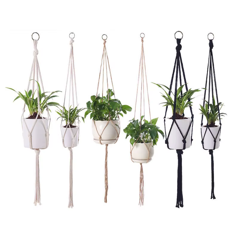 Corde tressée en macramé bricolage, conflicbasket, pot de fleur, paille, filet, cintre, support de jardin, artisanat, plante, accessoires de décoration de balcon