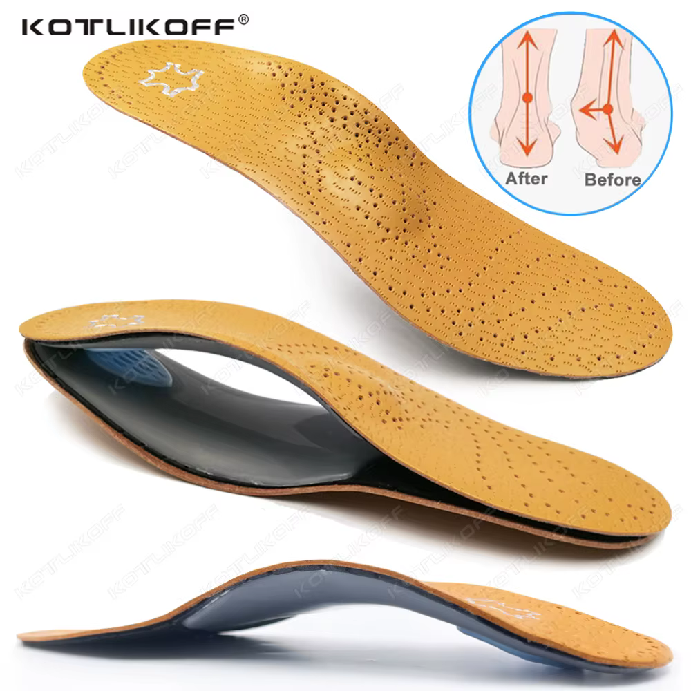 Semelle intérieure orthopédique en cuir pour pieds plats