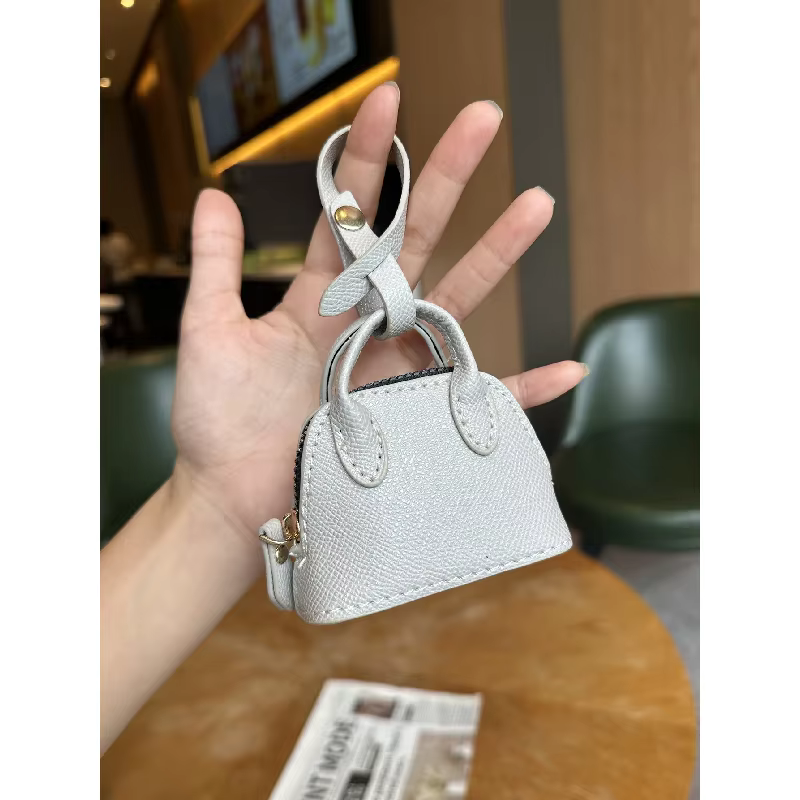 Mini portefeuille en forme de coquille pour femme, porte-monnaie polyvalent, pochette de rangement pour écouteurs, petit sac à main, pendentif porte-clés