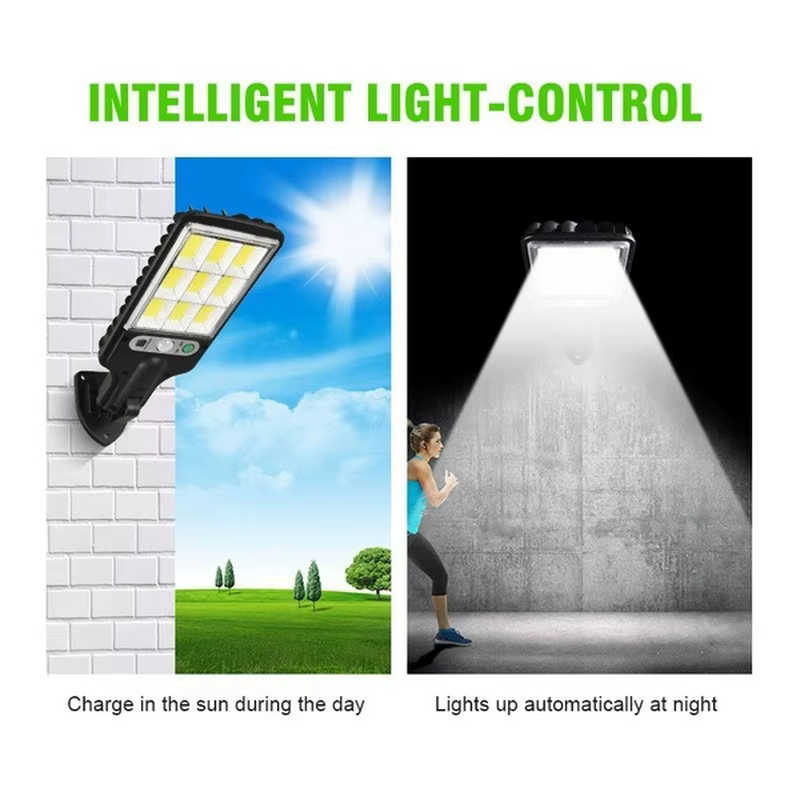 Lampadaires solaires extérieur 4500W lampe solaire avec 3 modes d'éclairage étanche PIR capteur de mouvement lampe de sécurité pour jardin chemin cour
