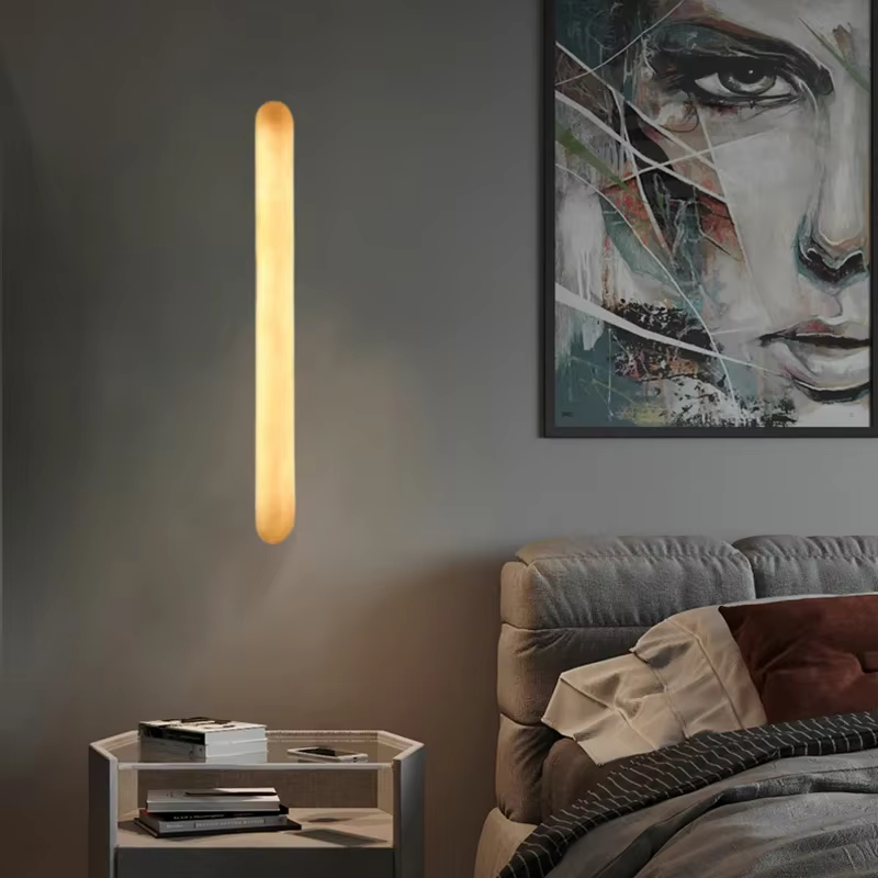 Applique murale LED en marbre naturel espagnol 40/60cm, luminaire décoratif pour la maison, le hall, le restaurant, la chambre, la salle de bain, en cuivre
