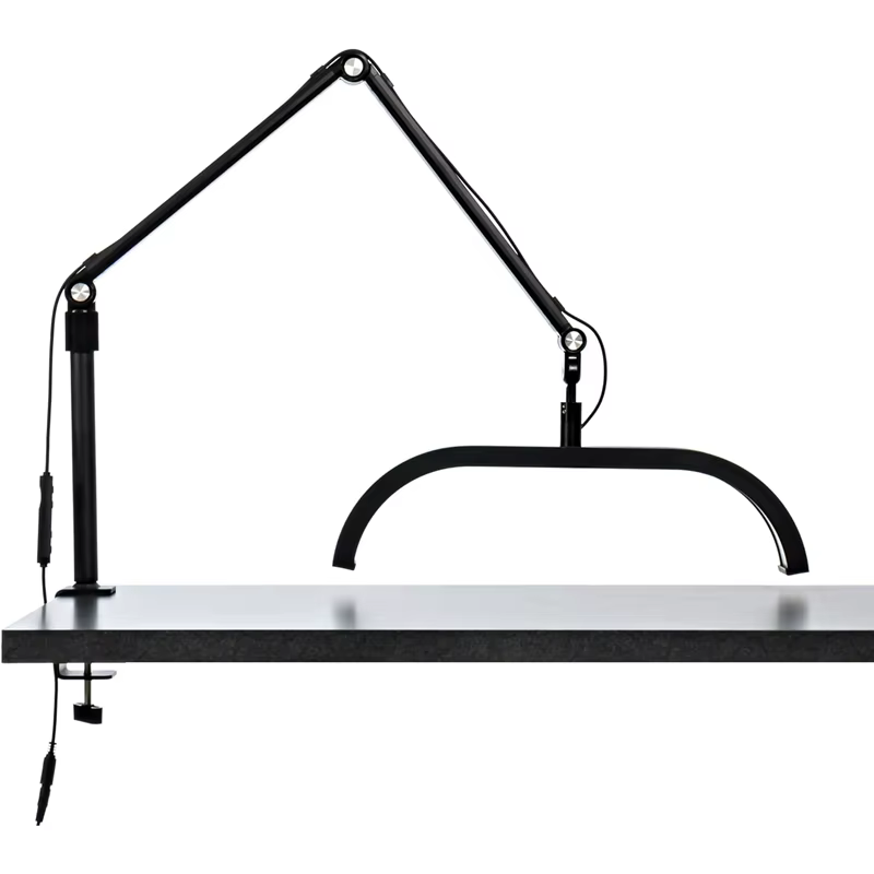 Pince de bureau pour cils demi-lune, lampe LED avec support pour téléphone, 3 couleurs, manucure, Salon de cils sur lampe de bureau