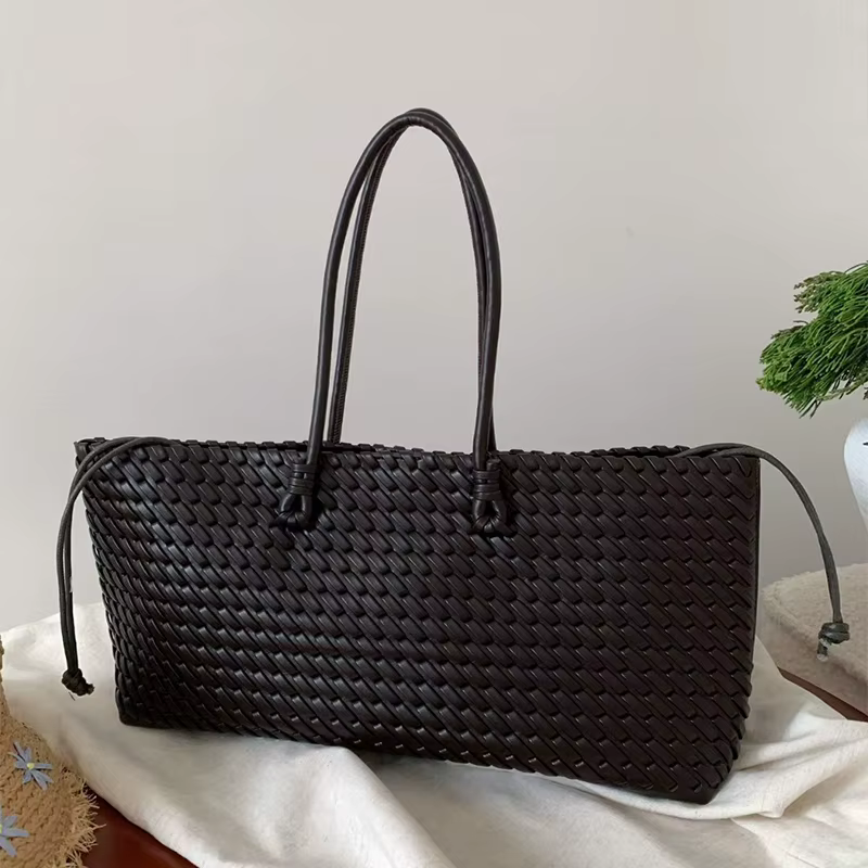 Sac à bandoulière de luxe pour femmes, sac de Shopping tissé exquis, élégant, Simple, grande capacité, poignée supérieure, fourre-tout de banlieue