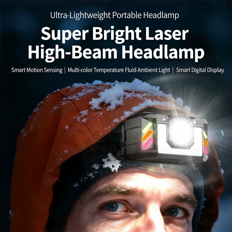 Lampe frontale LED rechargeable puissante avec affichage de la batterie intégrée