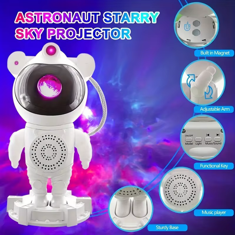 Lampe de Projection de ciel étoilé d'astronaute Bluetooth, lampe d'ambiance de lumière d'étoile sur le thème de l'espace, lampe de Table cadeau créative, veilleuse