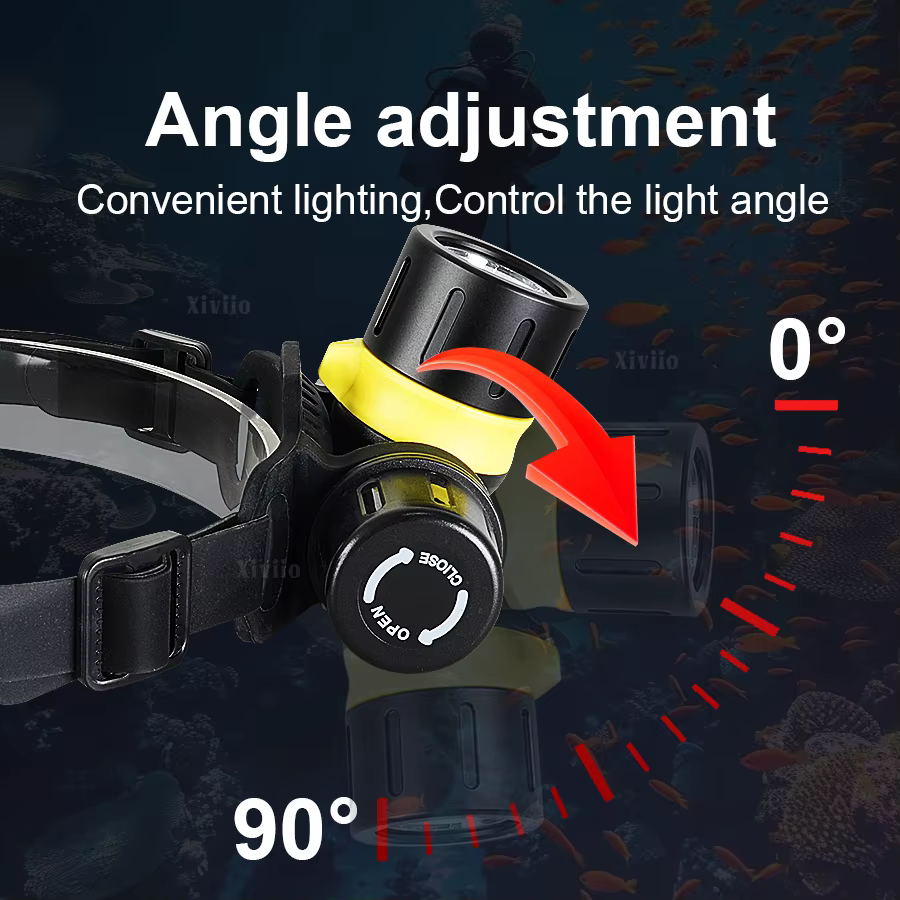 Phare de plongée Portable Rechargeable 500M sous-marin Submersible IPX8 étanche LED très brillante plongeur lampe frontale de pêche sous-marine