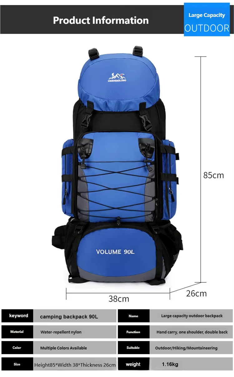 Sac à dos de randonnée imperméable Molle 90L pour l'extérieur