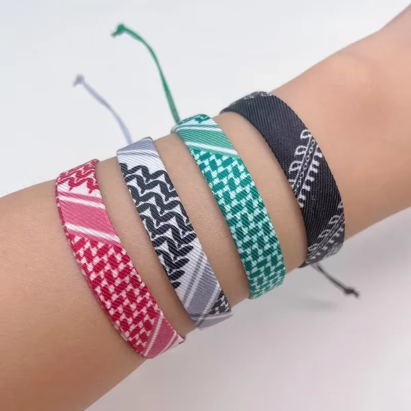 Bracelet géométrique à pois de Gaza pour hommes et femmes, tissage multicolore à la main, sensation de style arabe, accessoires de bijoux