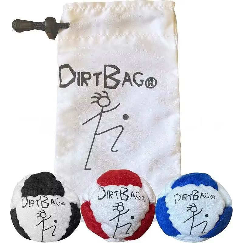 Hacky Sack en suède synthétique à 8 panneaux rempli de sable, lot de 3 avec sac de transport, sac de sport classique pour débutants et professionnels