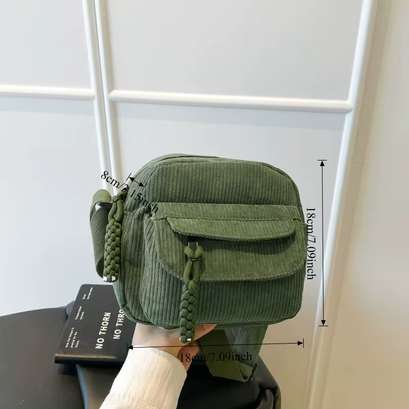 Sac à bandoulière en velours côtelé pour femmes