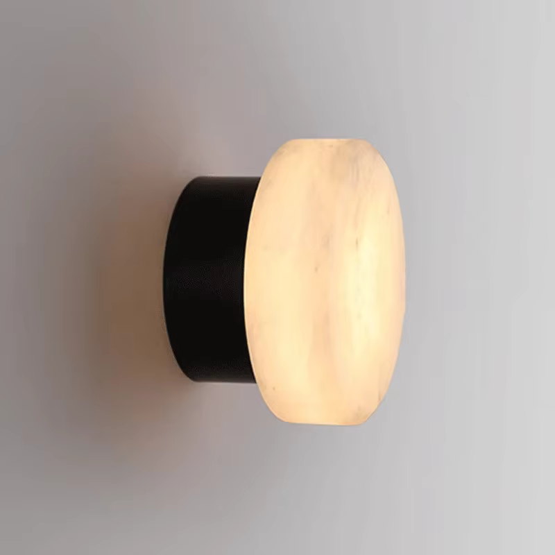 Lampe murale en marbre naturel espagnol, pour mur de fond TV, entièrement en cuivre, lumière de luxe créative, art créatif, lampe de chevet pour chambre d'hôtel.
