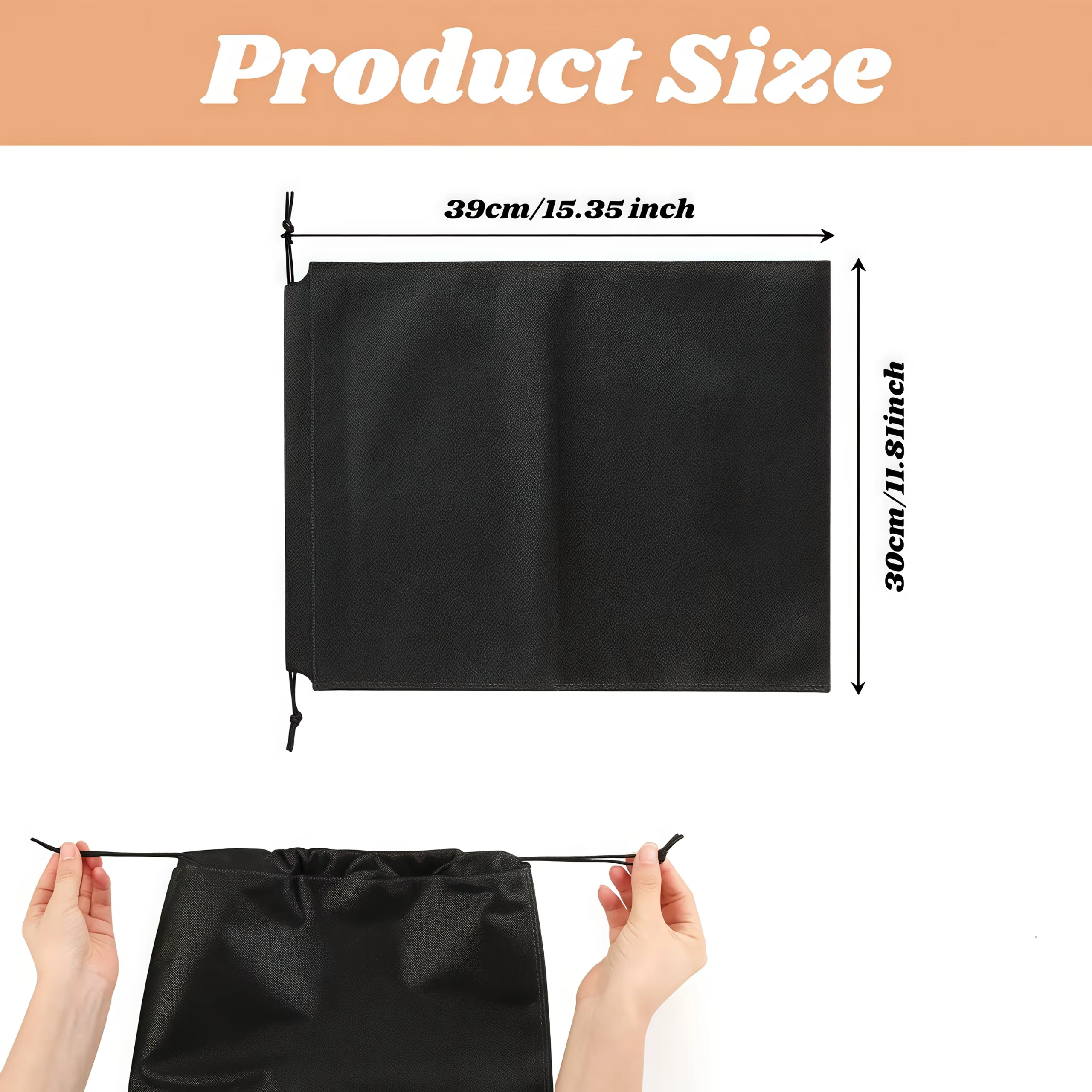 Sac de voyage portable noir 10/5 pièces avec fermeture à cordon-matériau PP durable