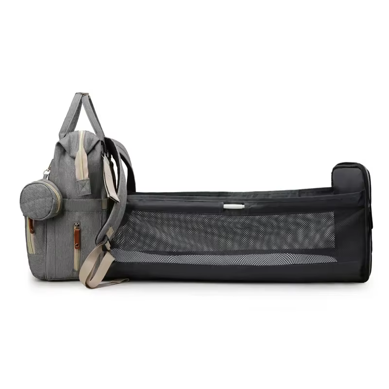 Sac à dos pour maman avec berceau pliable, matelas souple, sacs multifonctionnels pour maman, sacs de rangement isolants pour biberon, organisateur de couches