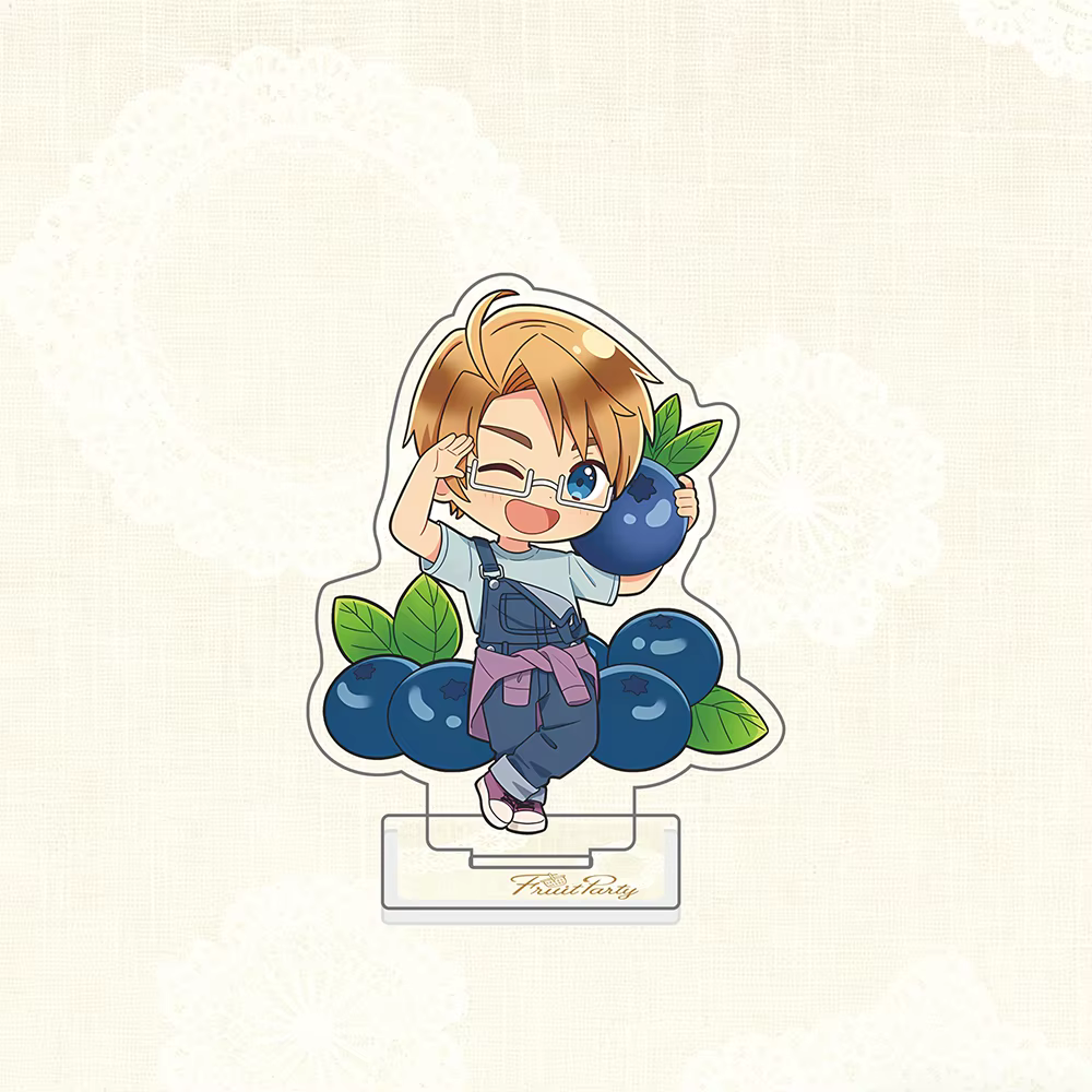 Support en acrylique et porte-clés APH Fruit Party | Ornement de bureau Kawaii Chibi Hetalia Characters | Décoration de chambre esthétique sur le thème de l'anime