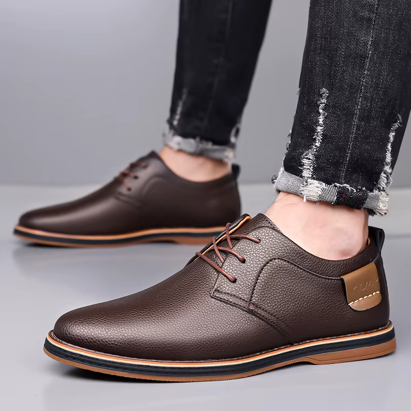 Chaussures en cuir pour hommes, confortables et respirantes, semelle souple antidérapante, pour la conduite, l'extérieur et les trajets quotidiens - XH202