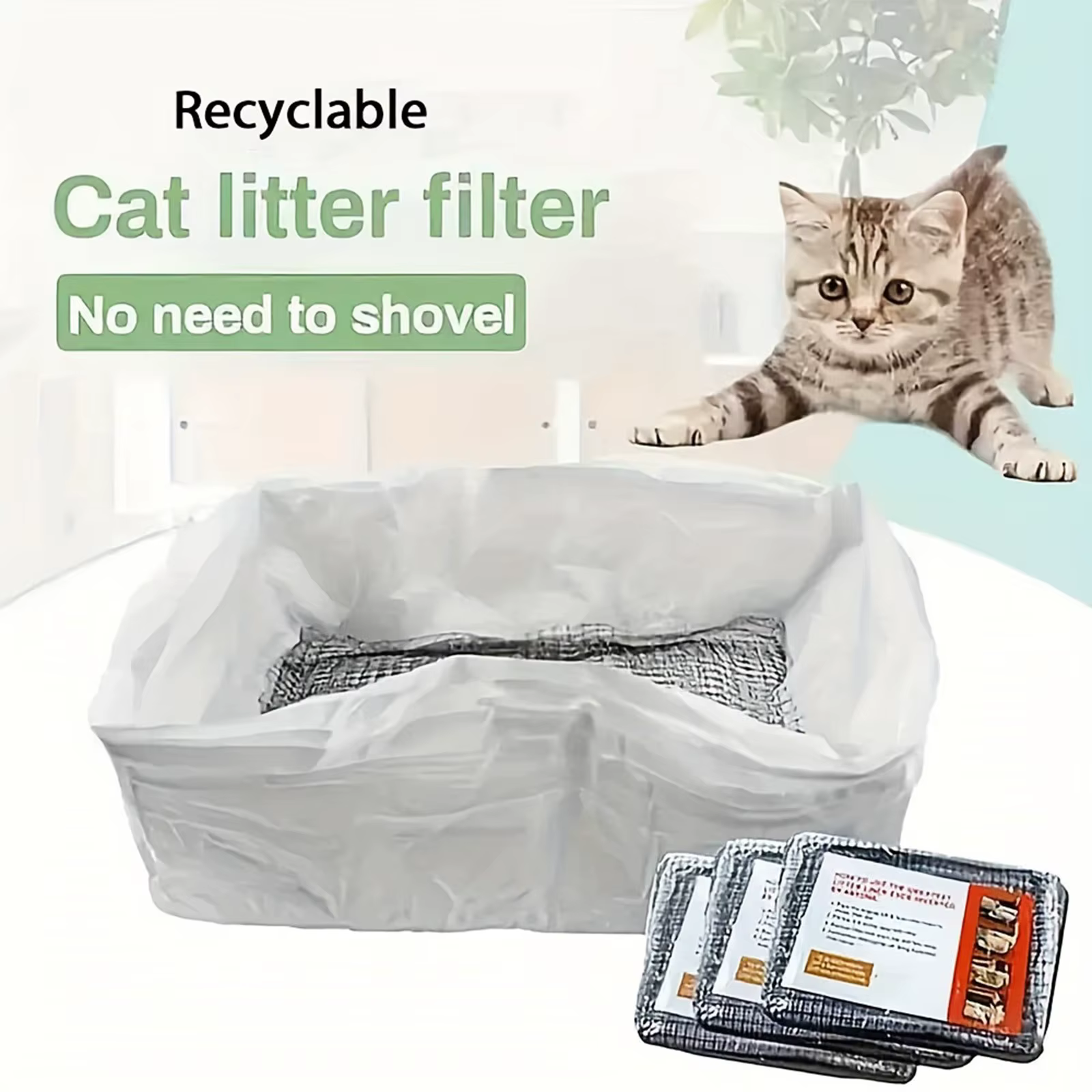 Filet à litière jetable pour chat paresseux, 10 pièces, boîte à litière pour chat, sac filtrant pour chat, doublures d'excréments pour animaux de compagnie, sac en filet filtrant