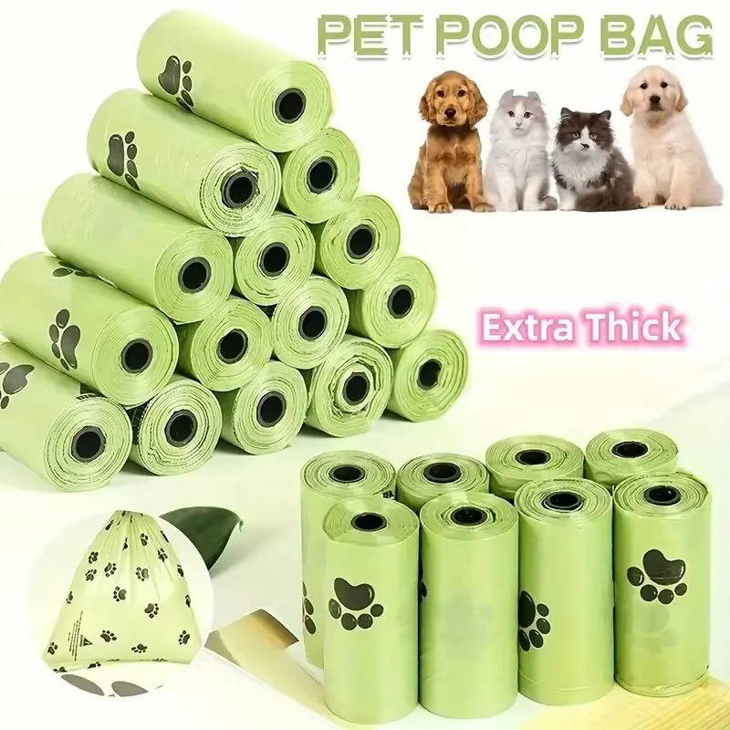 30/600 pièces sacs de merde de chien pour chien grands sacs de déchets de chat chien extérieur maison propre recharge sac poubelle fournitures pour animaux de compagnie 15 sacs/rouleau