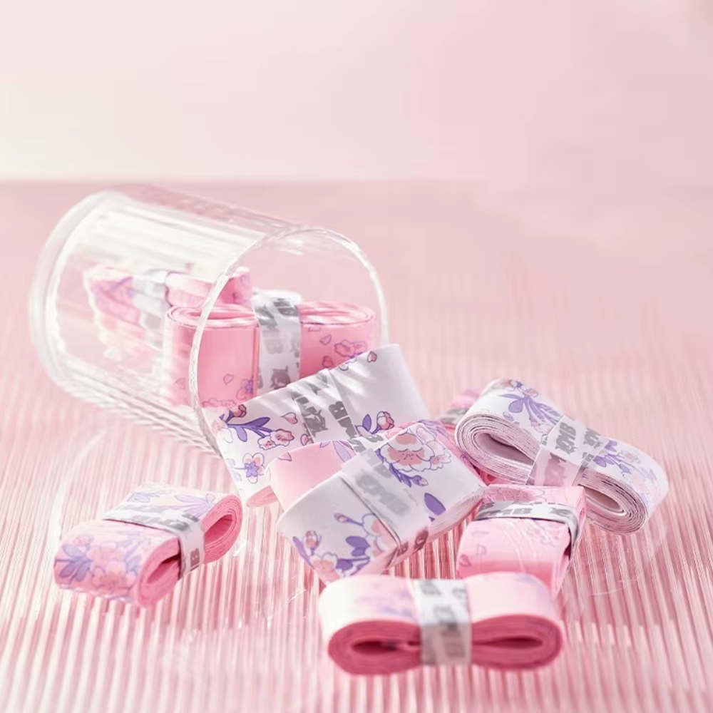 Bande antidérapante pour poignée de Badminton, 2 pièces, absorbant les chocs, Absorption de la sueur, bandeau pour raquette, motif Sakura, surgrips de Tennis