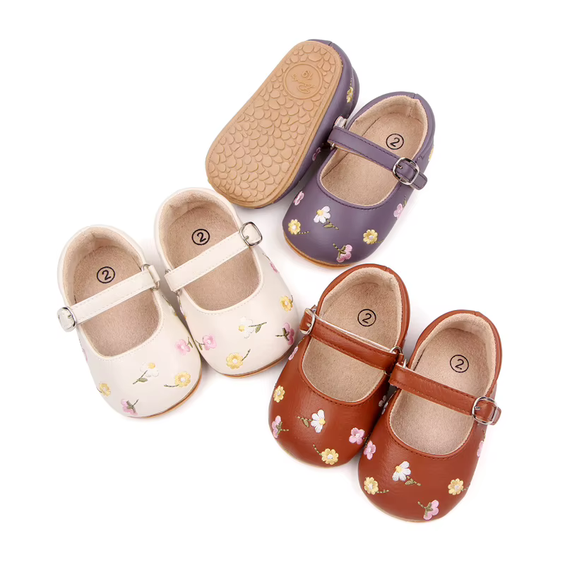 Mocassins mignons en cuir PU avec nœud papillon pour bébé fille