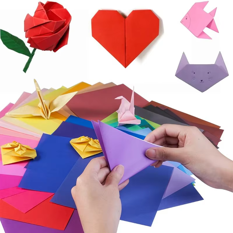 100 feuilles de papier Origami Double face couleur carré facile à plier artisanat papier de décoration enfants main bricolage papier coloré 10 couleurs